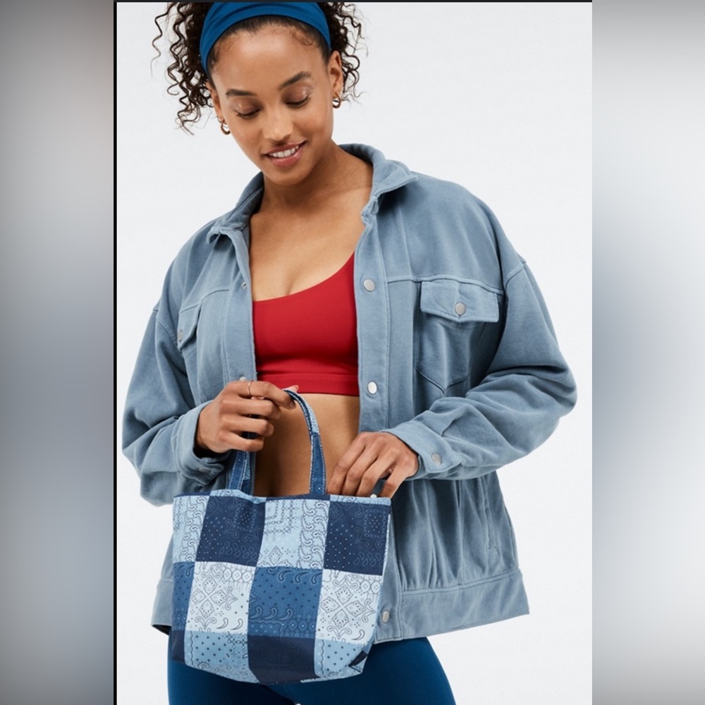 Fabletics Lara Jacket Blue Snap Button